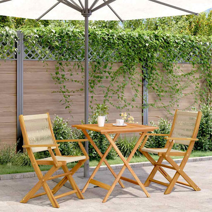 vidaXL 3 Piece Bistro Set Beige Polypropylene and Solid Wood 1
