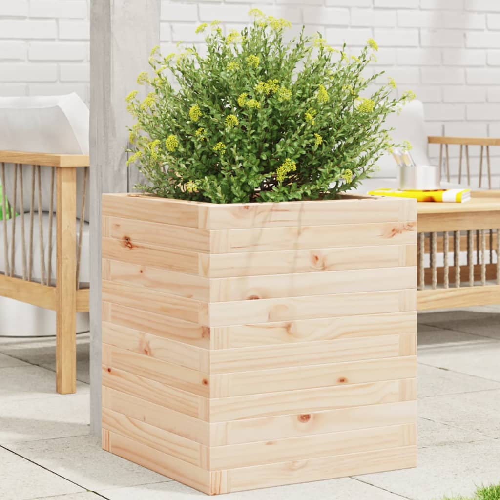 Garden Planter Solid Wood Pine Stackable Natural Pine 40 cm 46 cm 40 cm