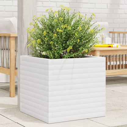 Garden Planter Solid Wood Pine Stackable White Height 46 cm 50 cm 50 cm