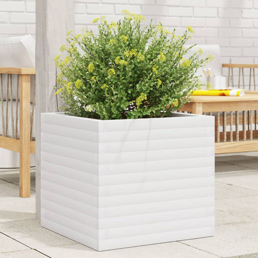 Garden Planter Solid Wood Pine Stackable White Height 46 cm 50 cm 50 cm
