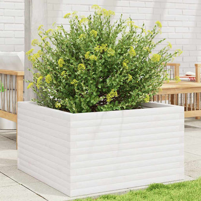 Garden Planter Solid Wood Pine Stackable White Height 46 cm 80 cm 80 cm