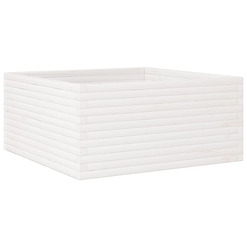 Garden Planter Solid Wood Pine Stackable White Height 46 cm 100 cm 100 cm