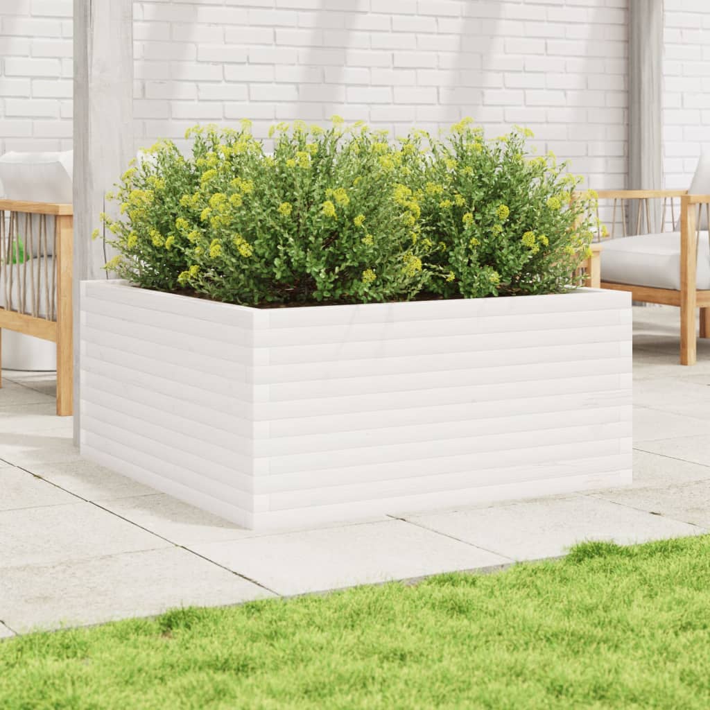 vidaXL Garden Planter White 100x100x46 cm Solid Wood Pine 3