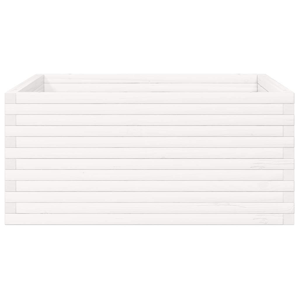 vidaXL Garden Planter White 100x100x46 cm Solid Wood Pine 4