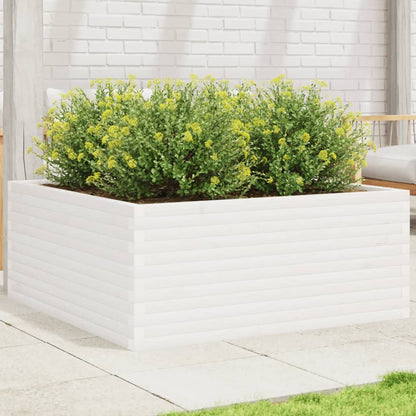 Garden Planter Solid Wood Pine Stackable White Height 46 cm 110 cm 110 cm