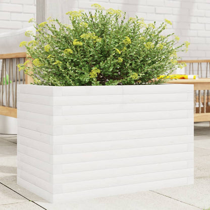 Garden Planter Solid Wood Pine Stackable White Height 46 cm 70 cm 40 cm