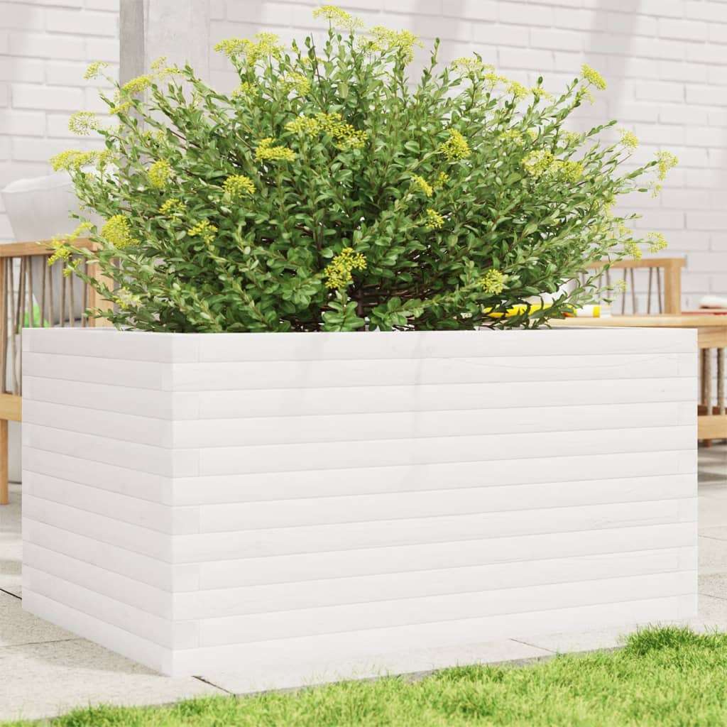 Garden Planter Solid Wood Pine Stackable White Height 46 cm 90 cm 60 cm