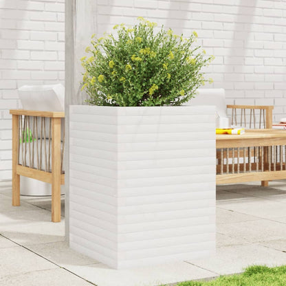 vidaXL Garden Planter Solid Wood Pine Stackable White Height 68.5 cm