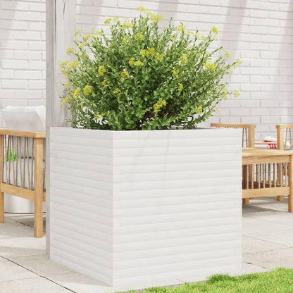 vidaXL Garden Planter Solid Wood Pine Stackable White Height 68.5 cm