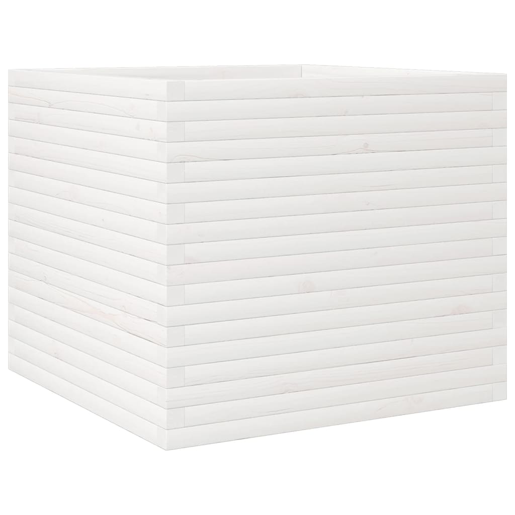 vidaXL Garden Planter White 80x80x68.5 cm Solid Wood Pine 2