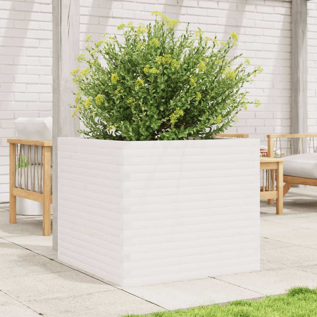 vidaXL Garden Planter White 80x80x68.5 cm Solid Wood Pine 3