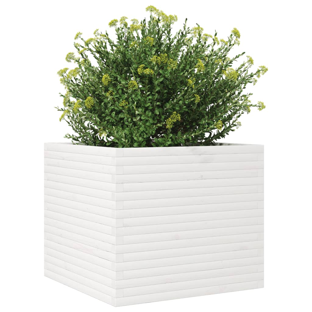 vidaXL Garden Planter White 80x80x68.5 cm Solid Wood Pine 4