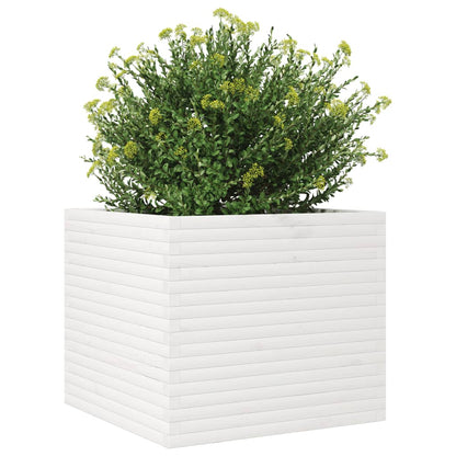 vidaXL Garden Planter White 80x80x68.5 cm Solid Wood Pine 4