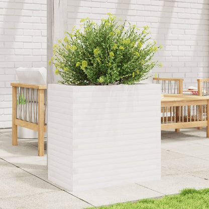 vidaXL Garden Planter Solid Wood Pine Stackable White Height 68.5 cm