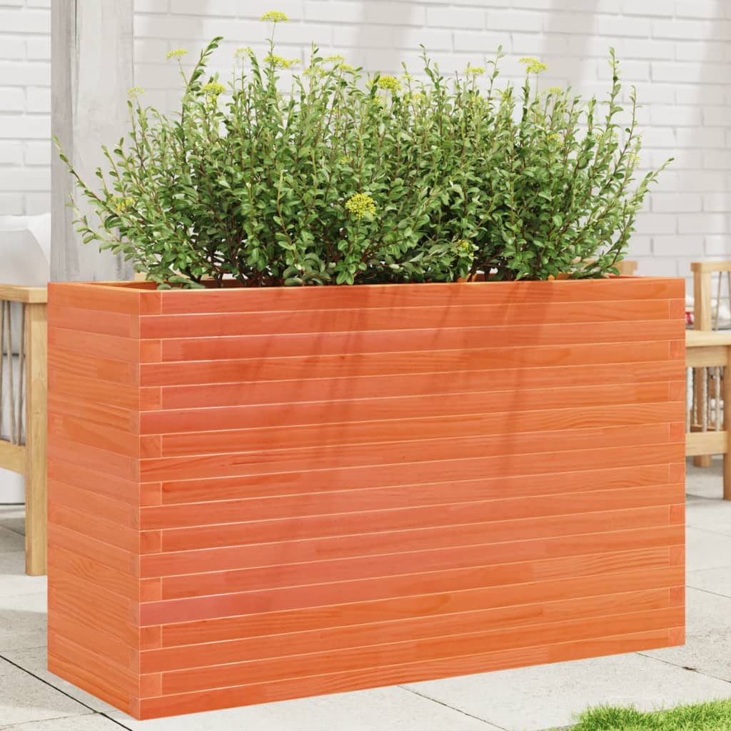 Garden Planter Solid Wood Pine Stackable Wax Brown Height 68.5 cm 110 cm 40 cm