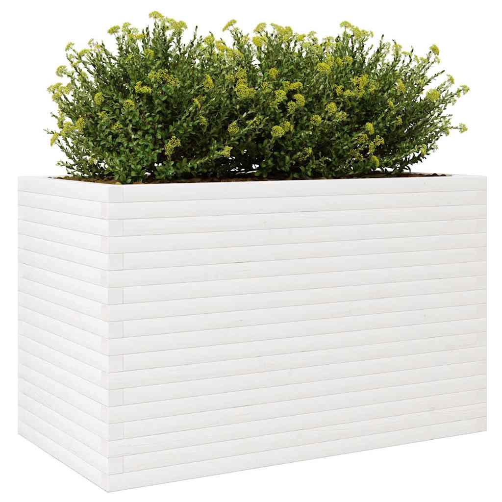 vidaXL Garden Planter White 110x60x68.5 cm Solid Wood Pine 4