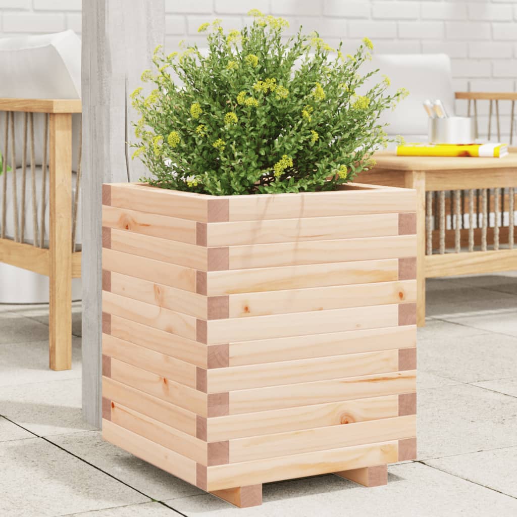 Garden Planter Solid Wood Pine Stackable Natural Pine 40 cm 49.5 cm 40 cm