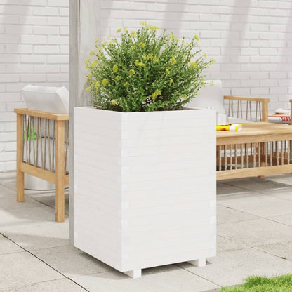 Garden Planter 50x50x72.5 cm Solid Wood Pine Stackable White 50 cm 50 cm