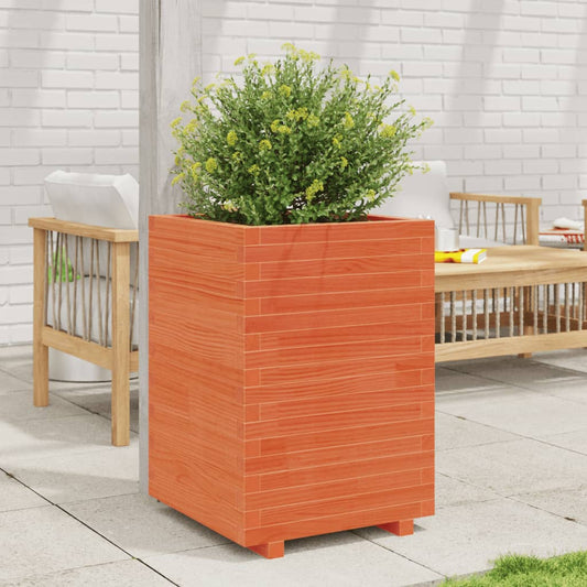 Garden Planter 50x50x72.5 cm Solid Wood Pine Stackable Wax Brown 50 cm 50 cm