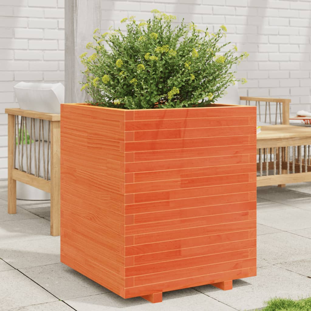 Garden Planter 50x50x72.5 cm Solid Wood Pine Stackable Wax Brown 60 cm 60 cm