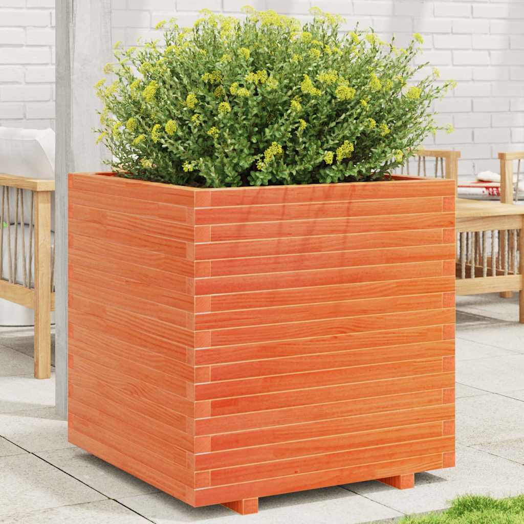 Garden Planter 50x50x72.5 cm Solid Wood Pine Stackable Wax Brown 70 cm 70 cm
