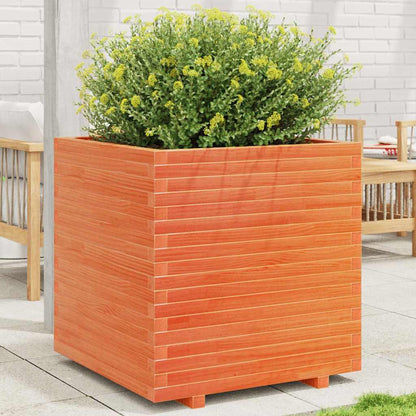 Garden Planter 50x50x72.5 cm Solid Wood Pine Stackable Wax Brown 70 cm 70 cm
