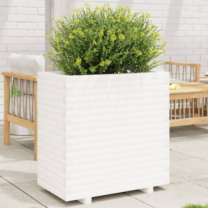 Garden Planter 50x50x72.5 cm Solid Wood Pine Stackable White 70 cm 40 cm