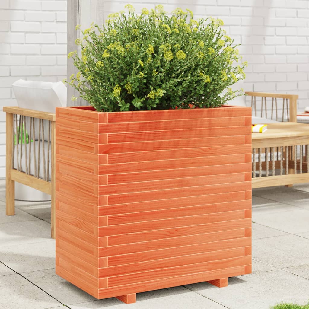 Garden Planter 50x50x72.5 cm Solid Wood Pine Stackable Wax Brown 70 cm 40 cm