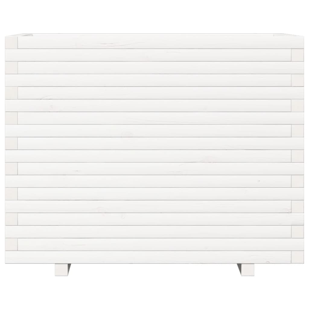 vidaXL Garden Planter White 90x60x72,5 cm Solid Wood Pine 4