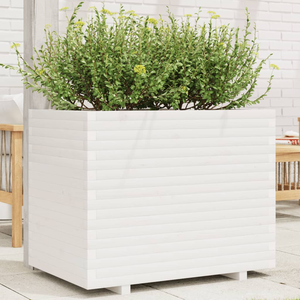 vidaXL Garden Planter White 90x60x72,5 cm Solid Wood Pine 1
