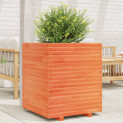 Garden Planter Solid Wood Pine Stackable Wax Brown Height 72 cm 60 cm 60 cm