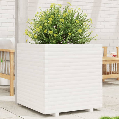 vidaXL Garden Planter Solid Wood Pine Stackable White Height 72 cm