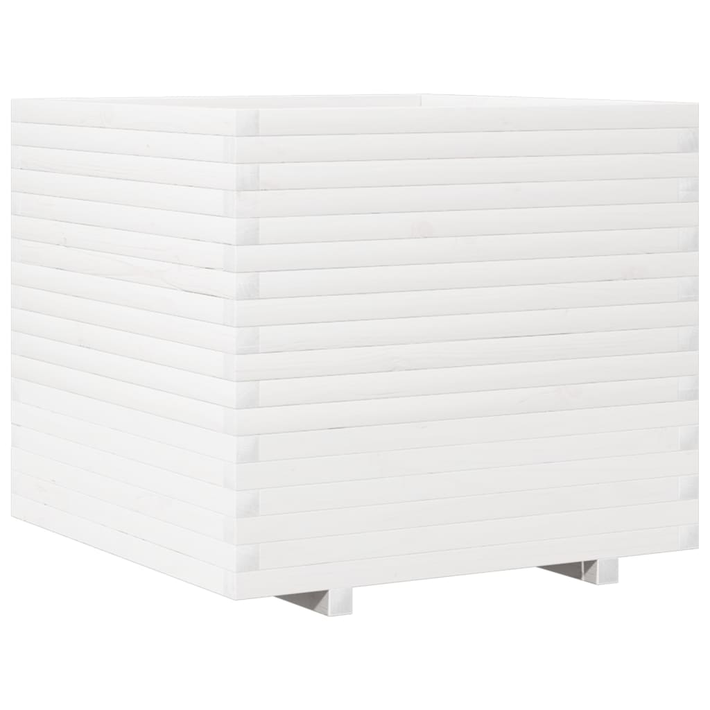vidaXL Garden Planter White 80x80x72 cm Solid Wood Pine 2