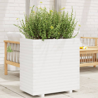 vidaXL Garden Planter Solid Wood Pine Stackable White Height 72 cm