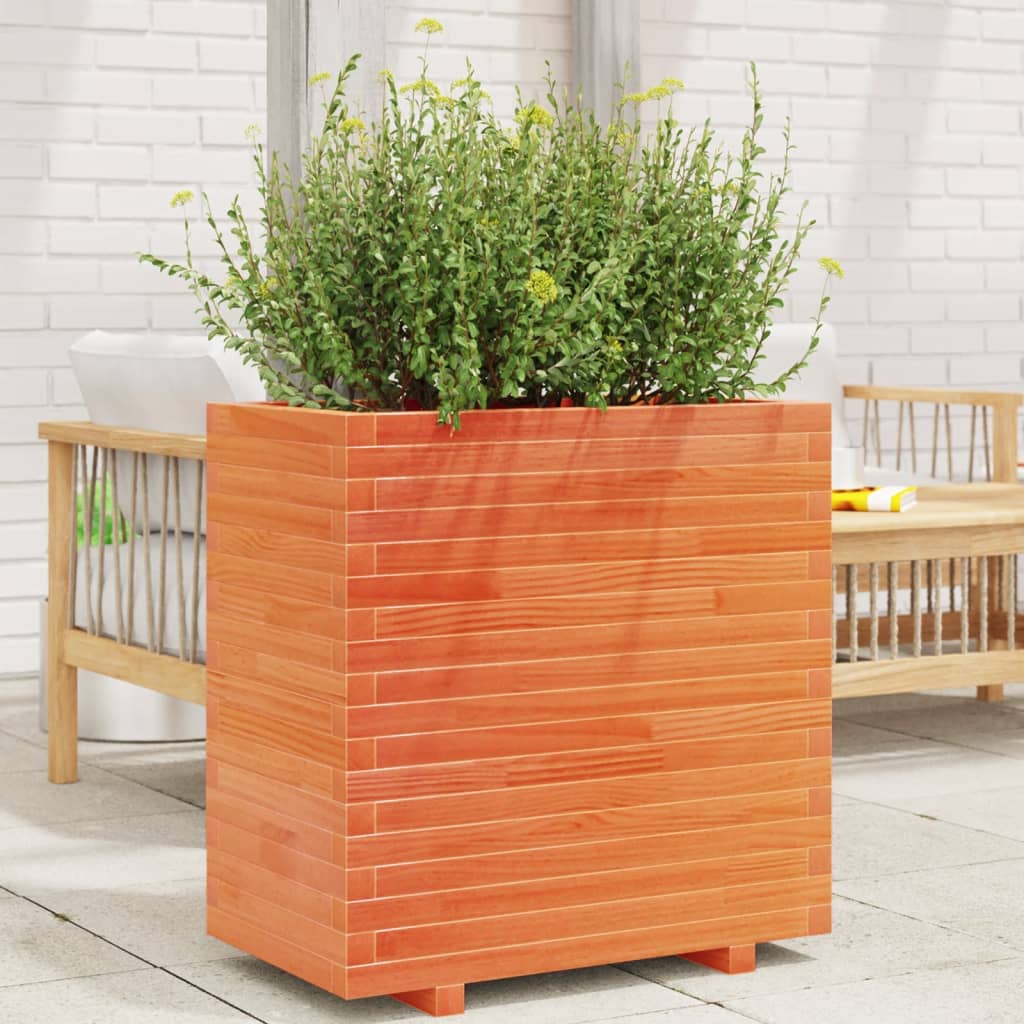 Garden Planter Solid Wood Pine Stackable Wax Brown Height 72 cm 70 cm 40 cm