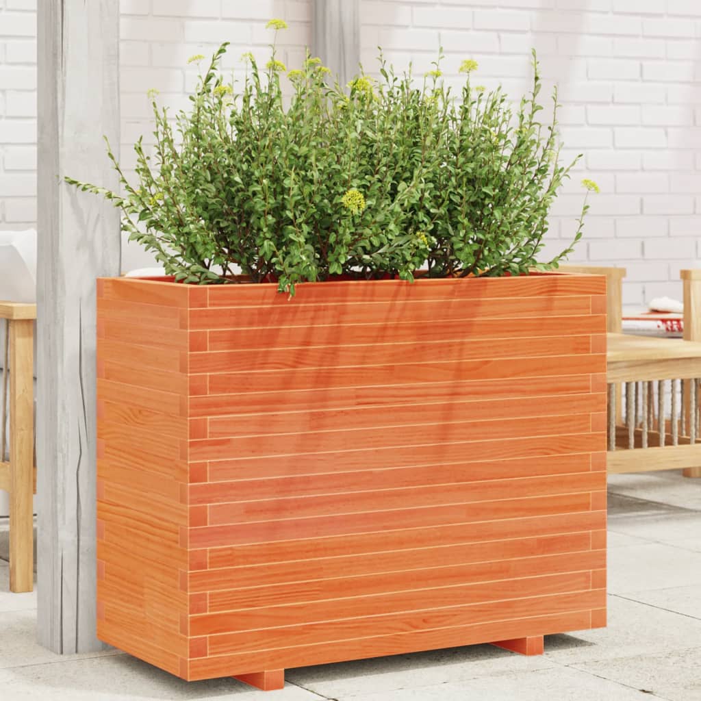 Garden Planter Solid Wood Pine Stackable Wax Brown Height 72 cm 90 cm 40 cm