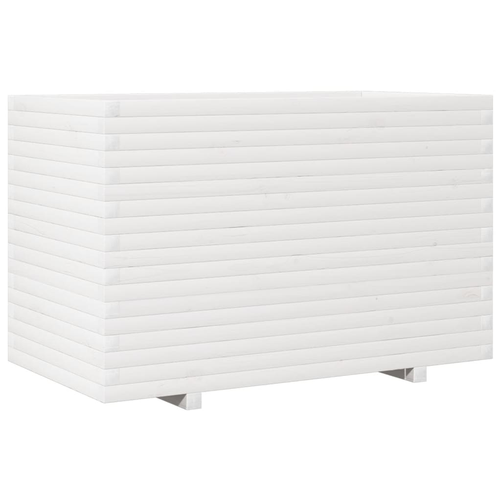 vidaXL Garden Planter White 110x60x72 cm Solid Wood Pine 2