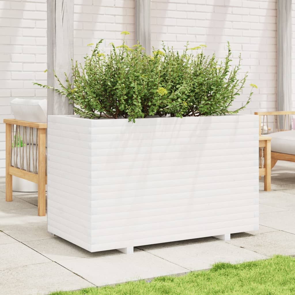 vidaXL Garden Planter White 110x60x72 cm Solid Wood Pine 3