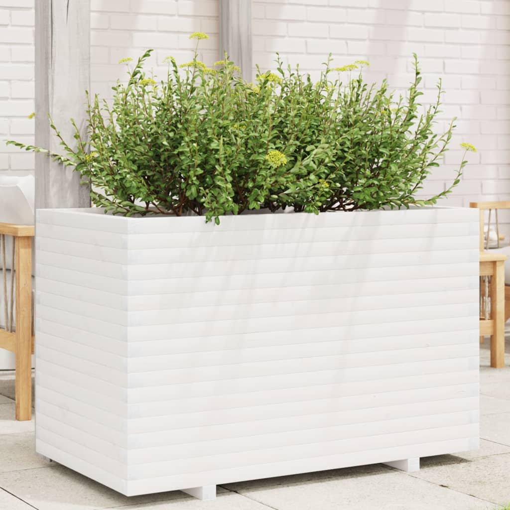 vidaXL Garden Planter White 110x60x72 cm Solid Wood Pine 1