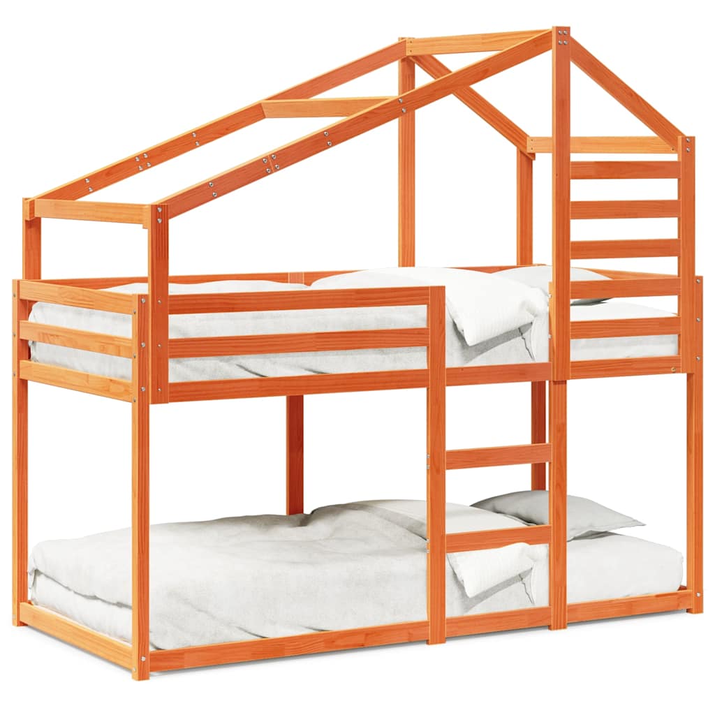vidaXL Bunk Bed without Mattress Wax Brown 90x200 cm Solid Wood Pine 2