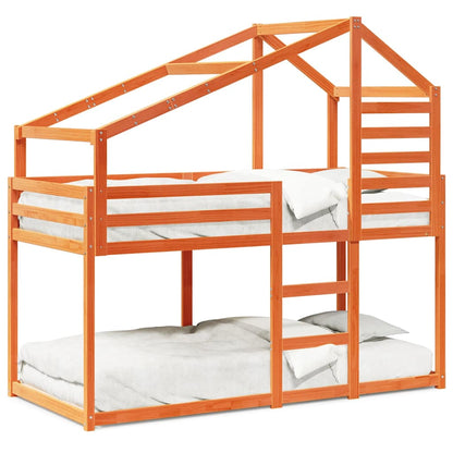 vidaXL Bunk Bed without Mattress Wax Brown 90x200 cm Solid Wood Pine 2