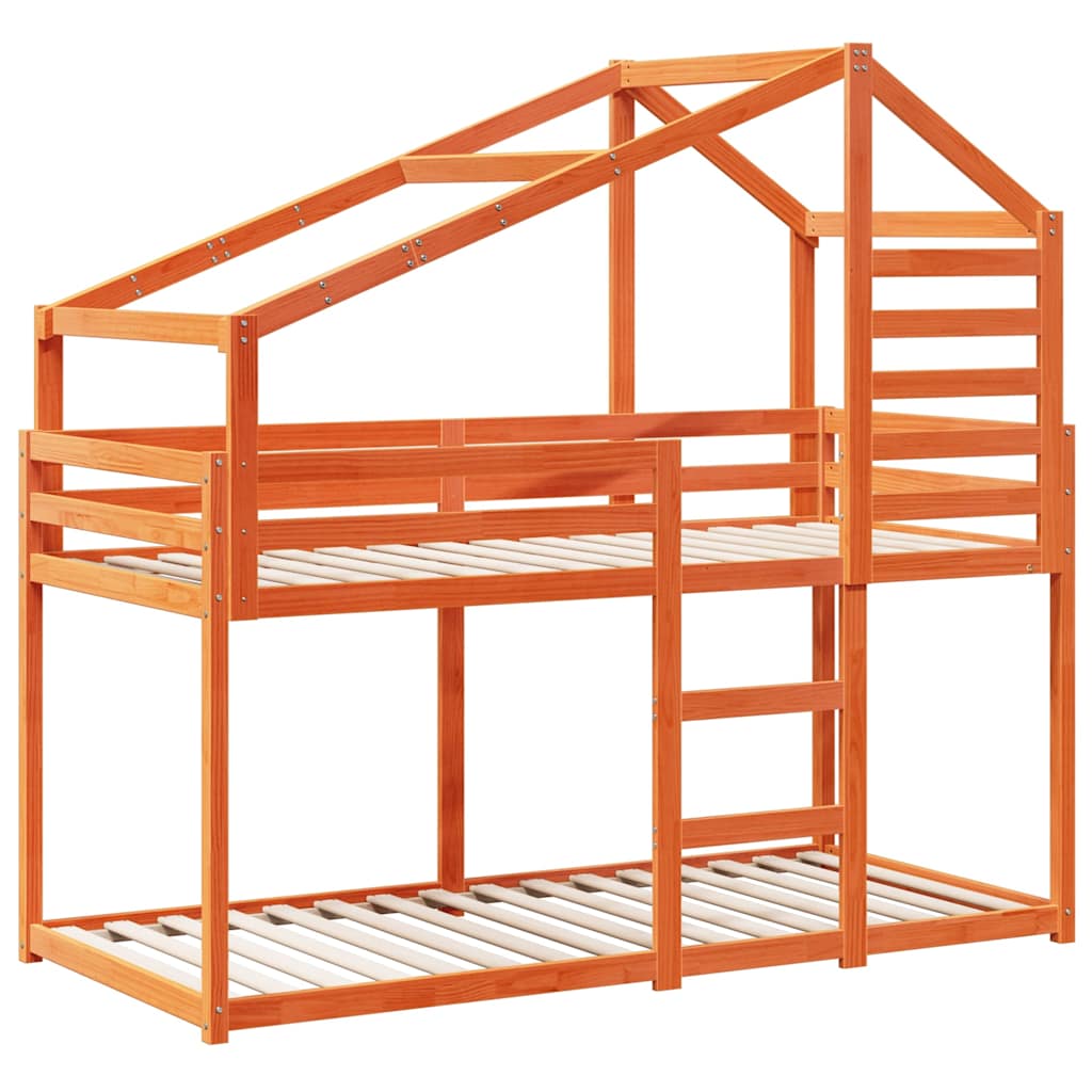 vidaXL Bunk Bed without Mattress Wax Brown 90x200 cm Solid Wood Pine 3