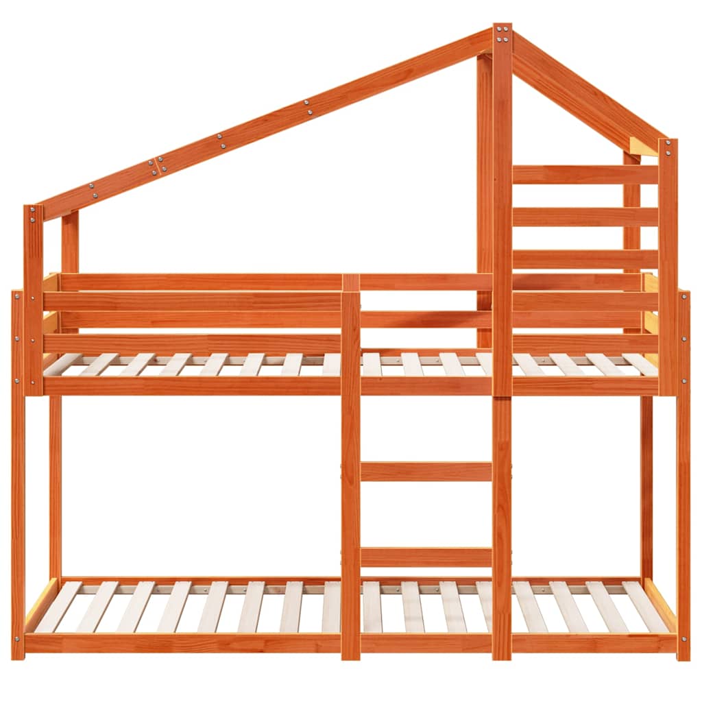 vidaXL Bunk Bed without Mattress Wax Brown 90x200 cm Solid Wood Pine 4
