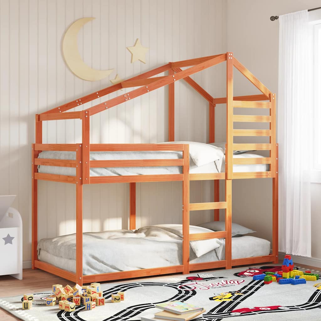 vidaXL Bunk Bed without Mattress Wax Brown 90x200 cm Solid Wood Pine 1