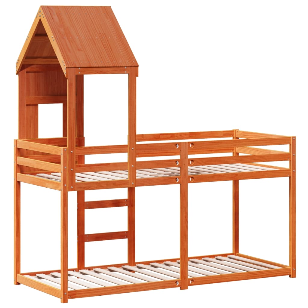 vidaXL Bunk Bed without Mattress Wax Brown 80x200 cm Solid Wood Pine 6