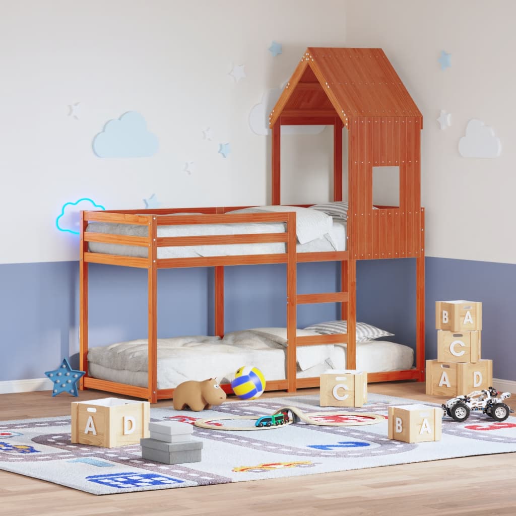 vidaXL Bunk Bed without Mattress Wax Brown 80x200 cm Solid Wood Pine 1