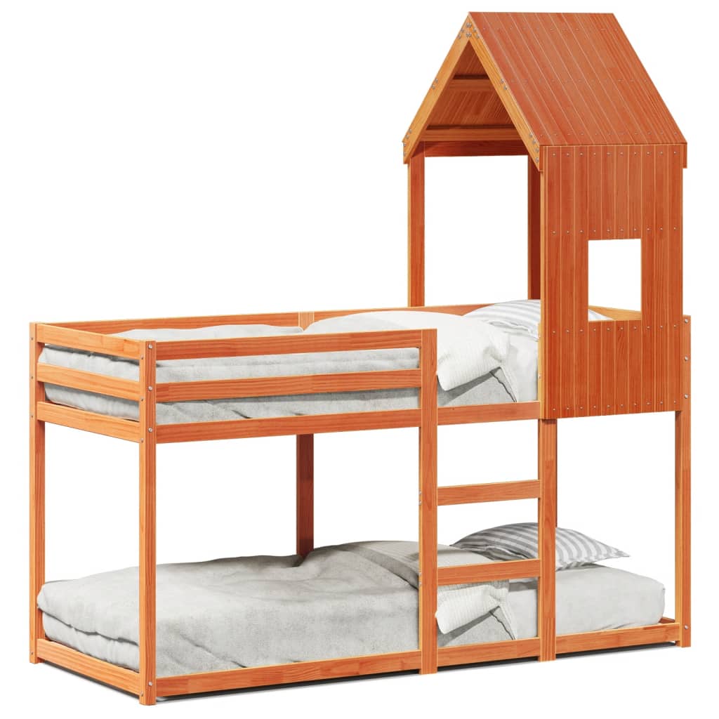 vidaXL Bunk Bed without Mattress Wax Brown 90x200 cm Solid Wood Pine 2