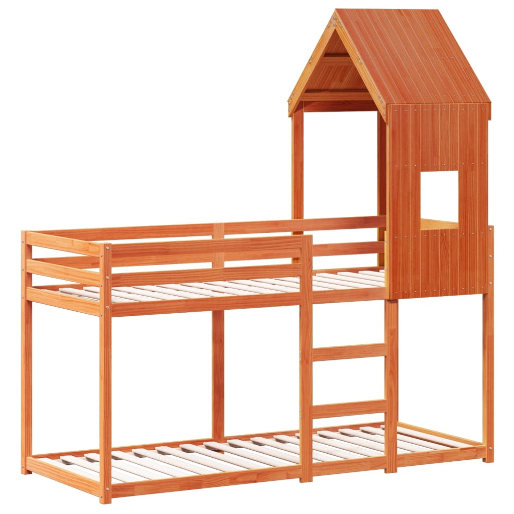 vidaXL Bunk Bed without Mattress Wax Brown 90x200 cm Solid Wood Pine 3