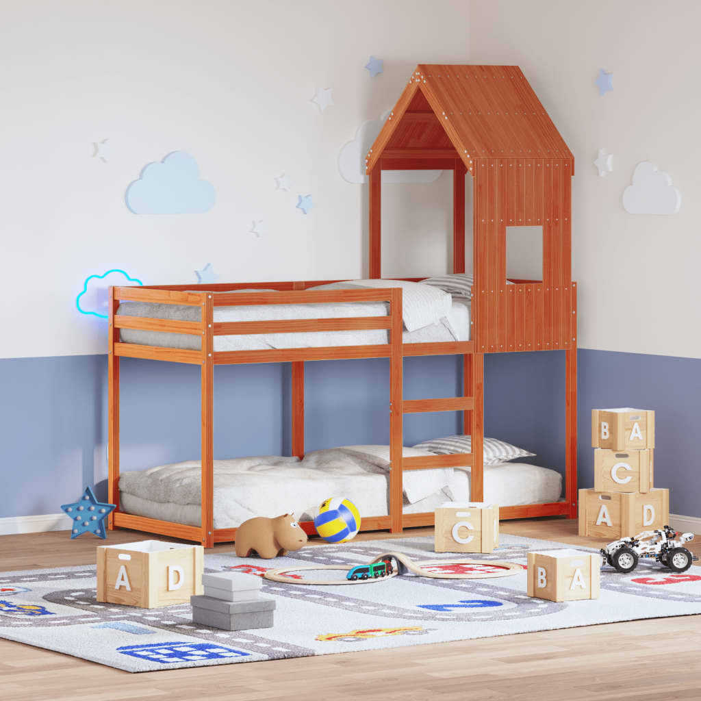 vidaXL Bunk Bed without Mattress Wax Brown 90x200 cm Solid Wood Pine 1