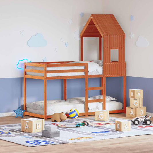 vidaXL Bunk Bed without Mattress Wax Brown 90x200 cm Solid Wood Pine 1